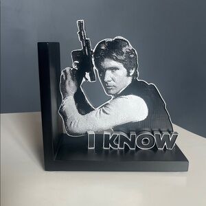 Hallmark, Star Wars, Han Solo, Black and White 'I Know' Bookend.